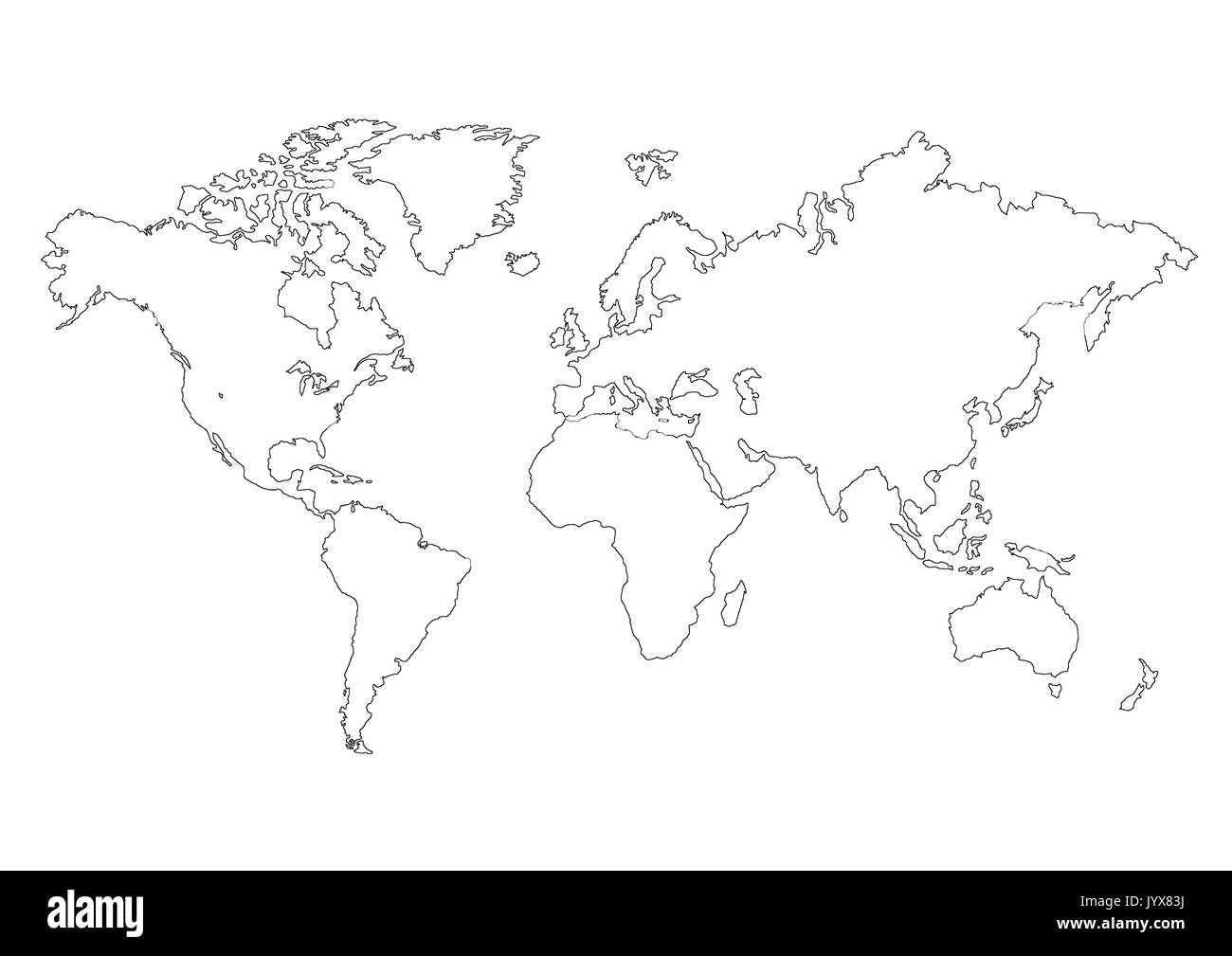 map of the world isolated on white background Stock Photo - Alamy