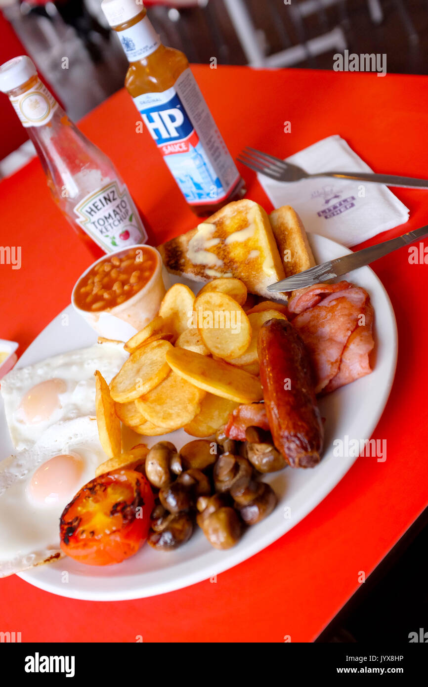 Full English breakfast known as The Olympic Breakfast at Little Chef services in Britain Stock Photo