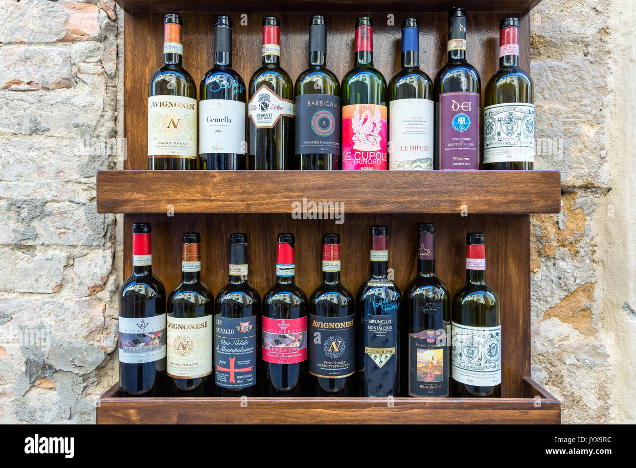 Advertising for in front of a wine shop in Pienza, Tuscany