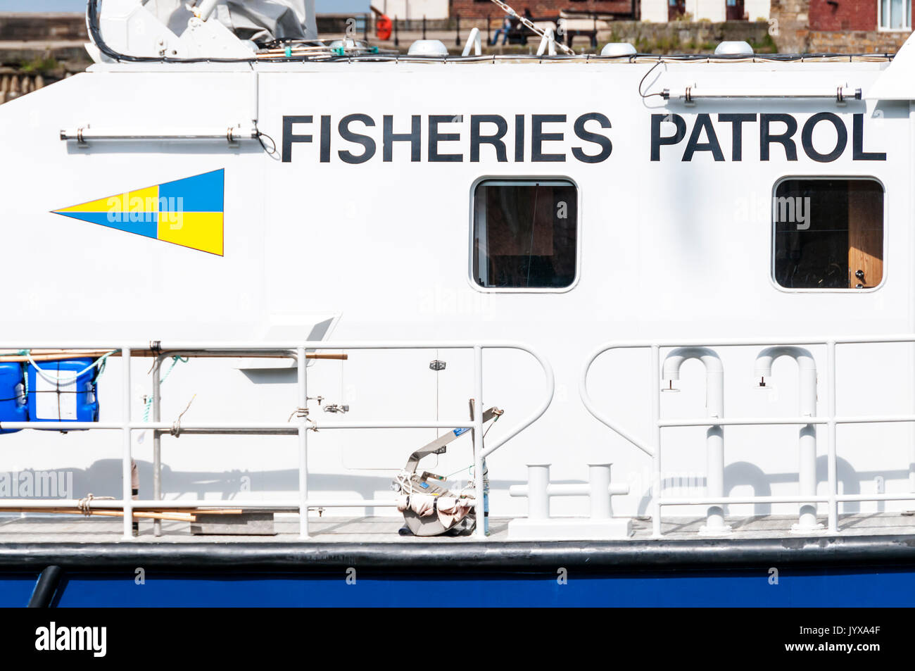 A fisheries patrol vessel of the UK Inshore Fisheries and Conservation Authority. Stock Photo
