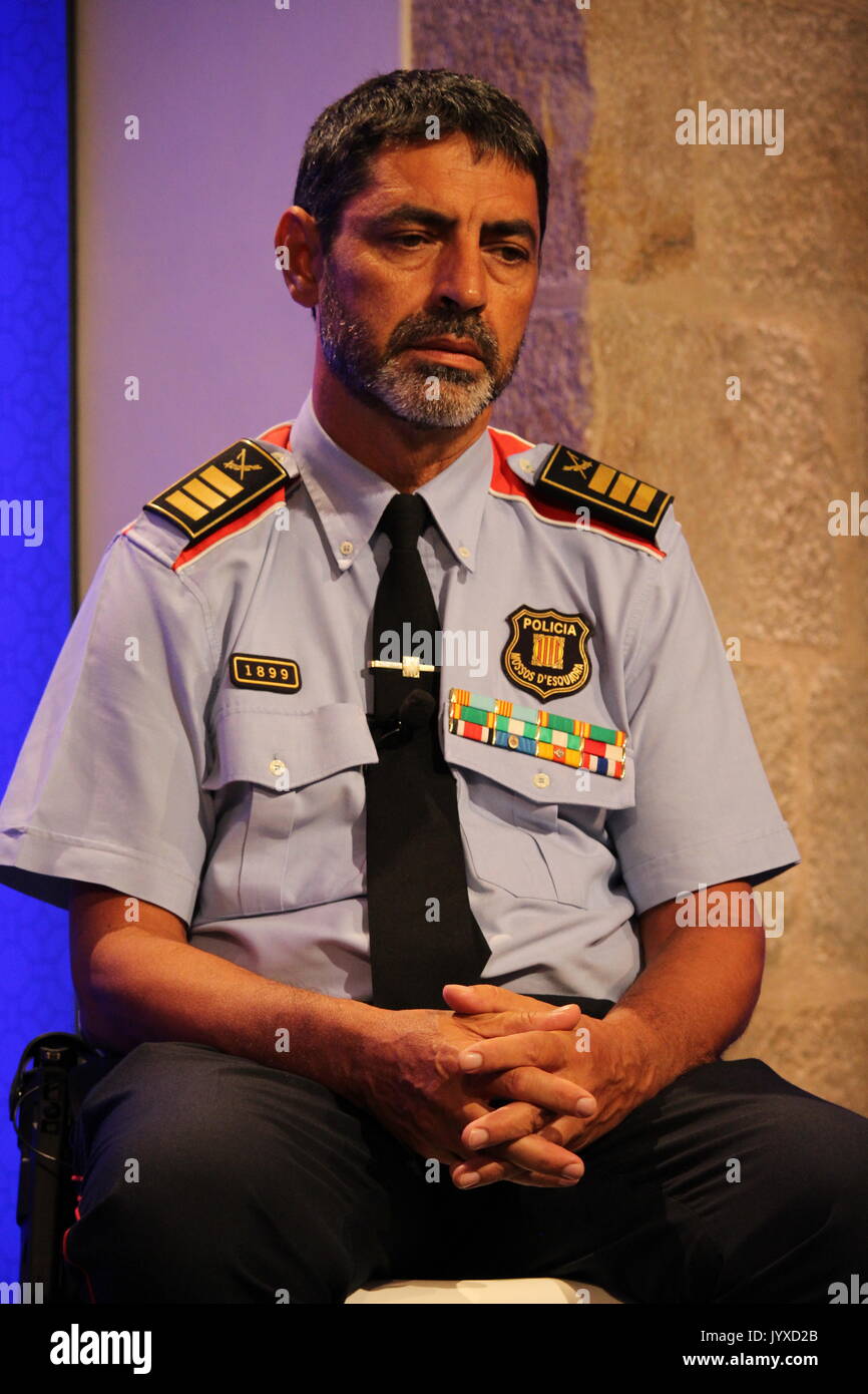 Barcelona, Spain. 20th Aug, 2017. Major of the catalan police Josep Lluis Trapero giving details of the terroristic attack on Ramblas during a conference with foreign press at Palau de la Generalitat Credit: Dino Geromella/Alamy Live News Stock Photo