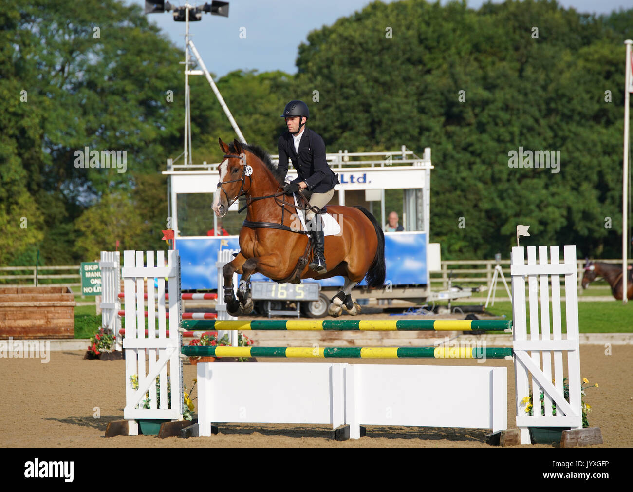 Congleton, UK. 20th Aug, 2017. Somerford Park International horse trials, Sunday, day 3, riders compete in the British eventing CIC* and CIC** Show jumping and cross country. Credit: Scott Carruthers/Alamy Live News Stock Photo