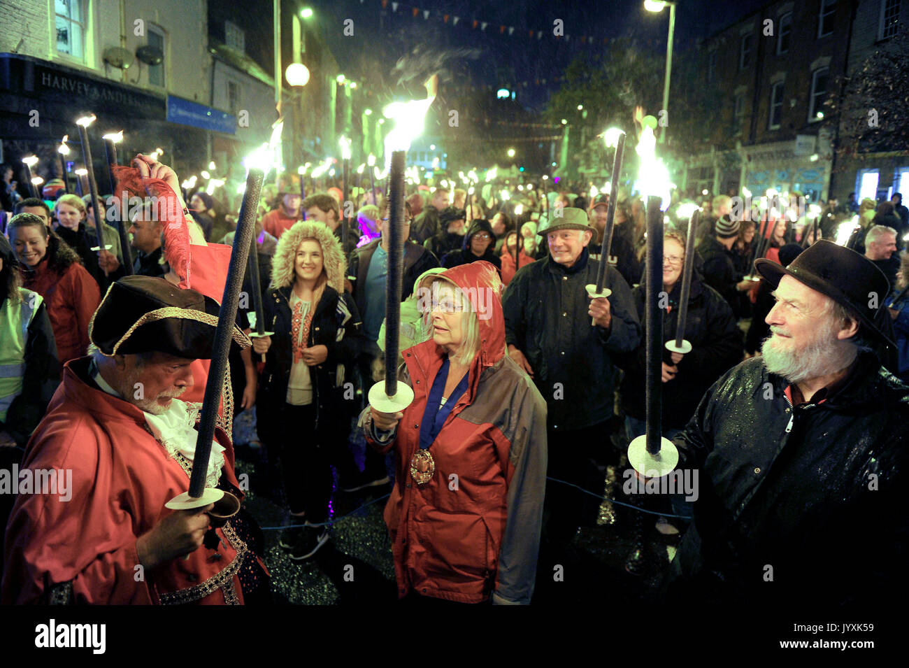 Bridport Torchlight Procession to mark the end of the carnival weekend, Dorset, UK Credit: Finnbarr Webster/Alamy Live News Stock Photo