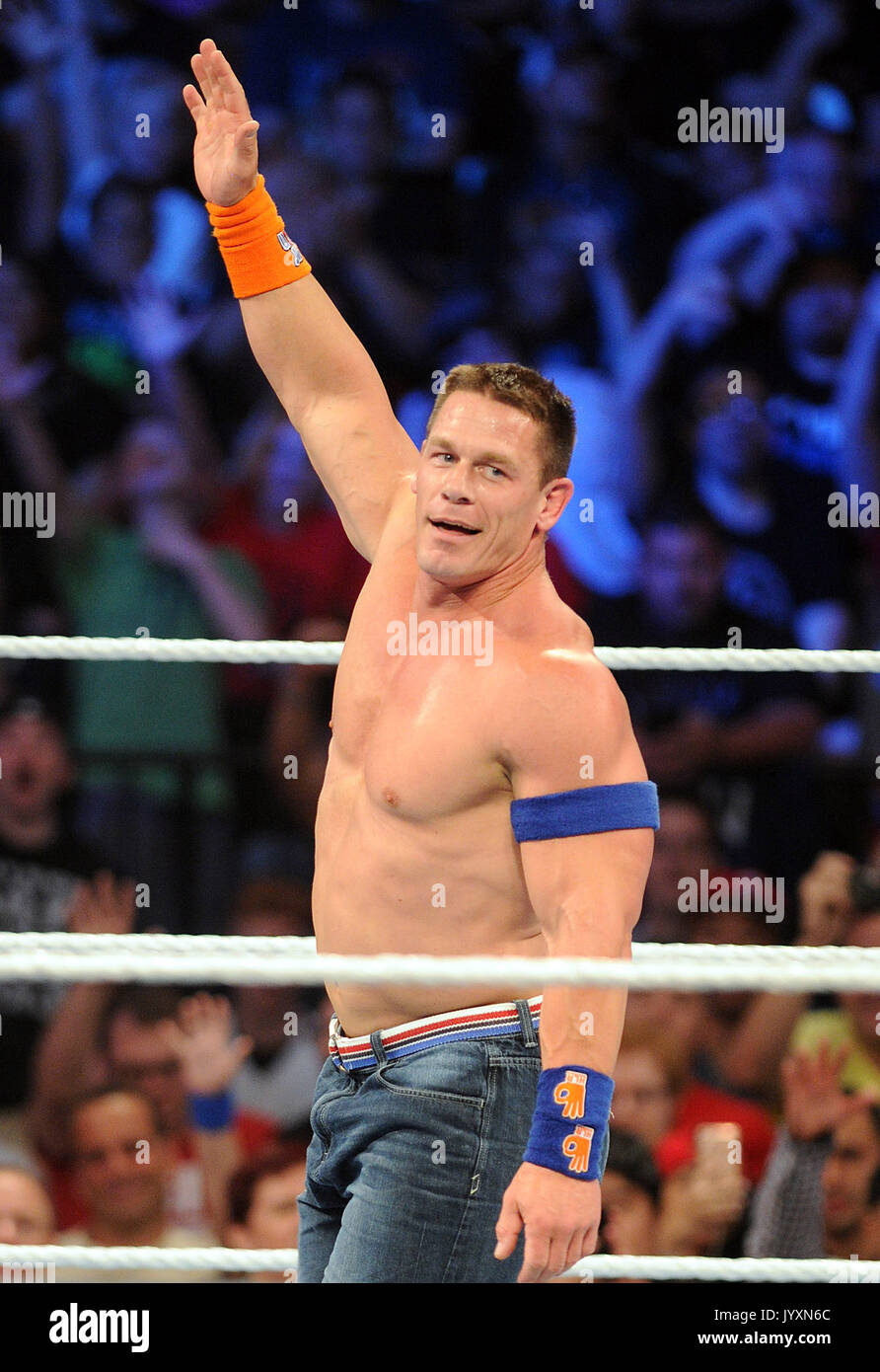 Brooklyn, NY, USA. 20th Aug, 2017. Actor and WWE Superstar John Cena defeated Baron Corbin on August 20, 2017 at the Barclays Center in Brooklyn, New York as part of the WWE SummerSlam event. Credit: George Napolitano/Media Punch/Alamy Live News Stock Photo