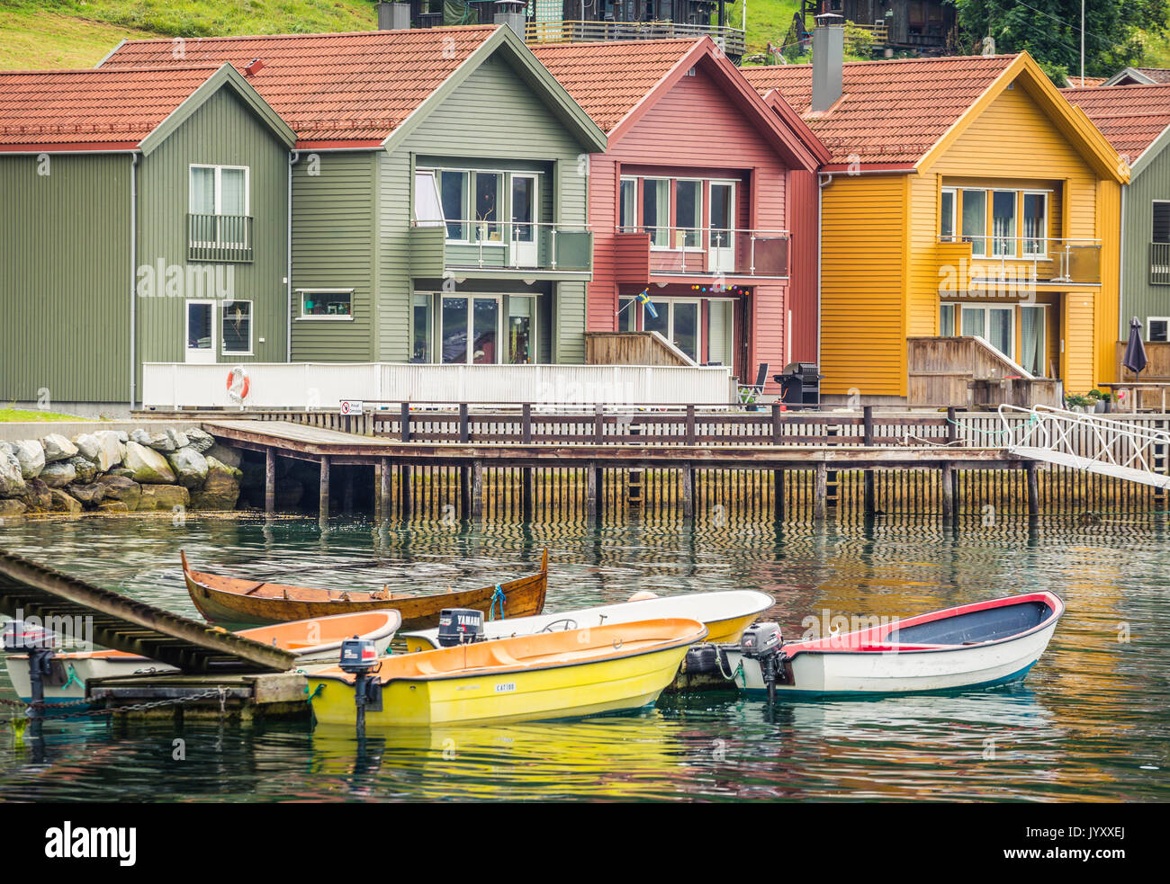 Colorful houses in Amla, Norway Stock Photo