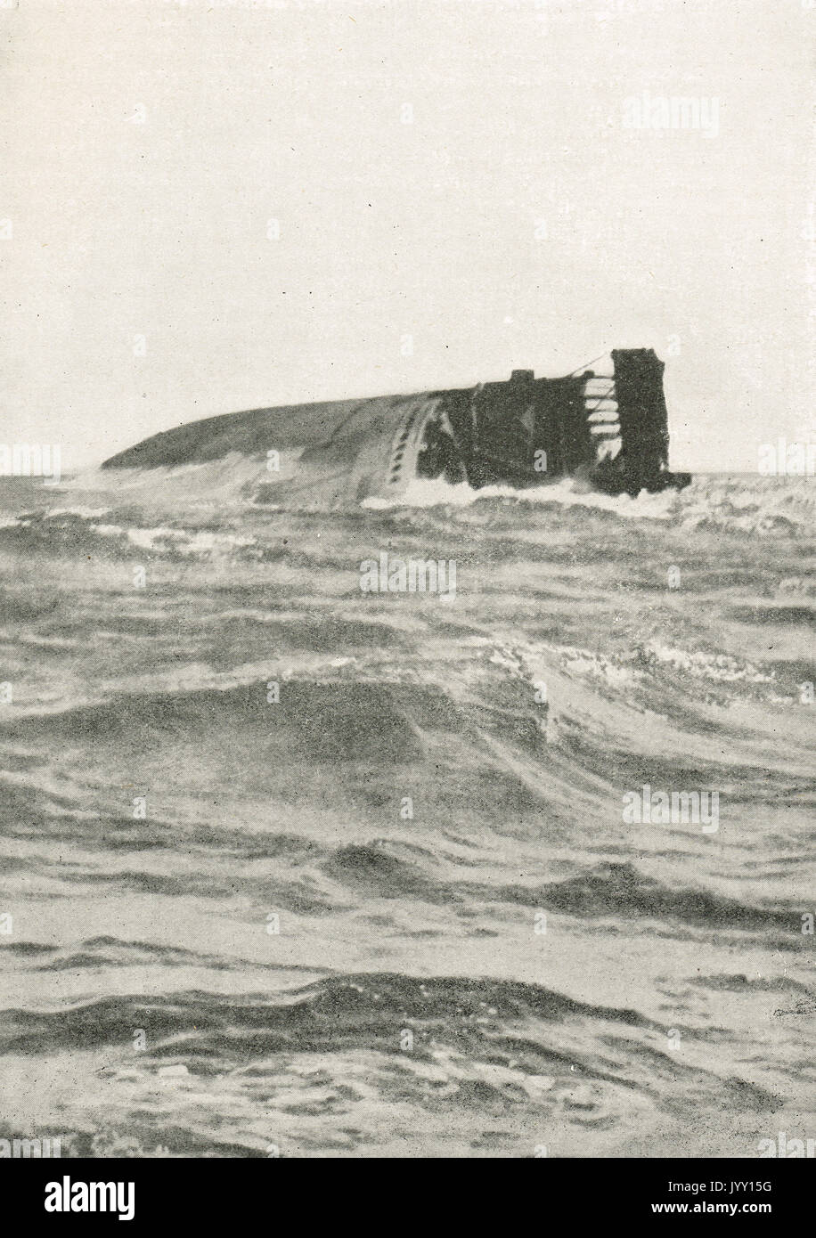 SS Kaiser Wilhelm der Grosse sinking after attack by HMS Highflyer, 26 August 1914, WW1 Stock Photo