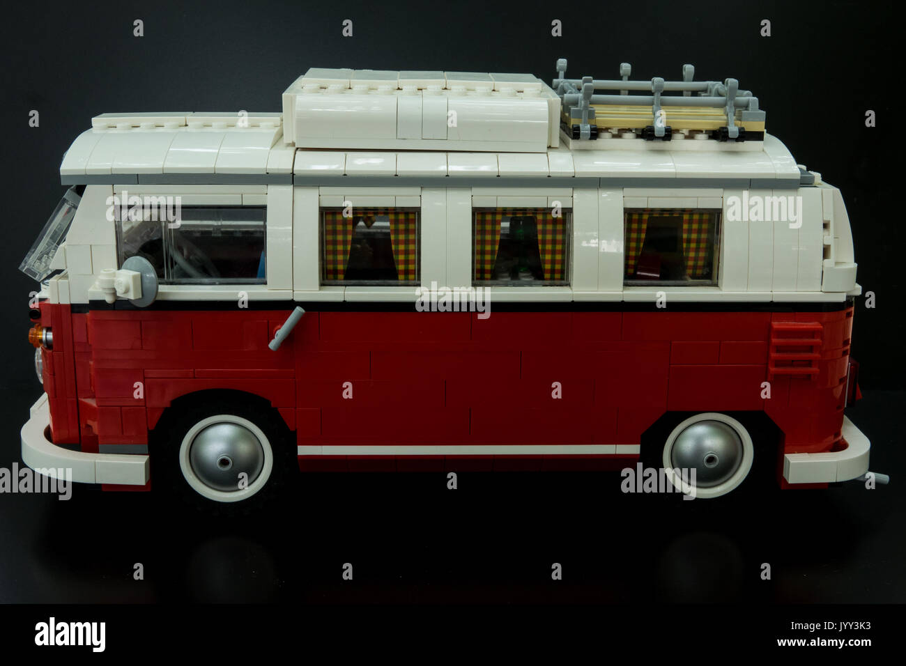 Trieste, Italy - August 19th 2017:camper van volkswagen lego. Lego is a popular line of construction toys manufactured by the Lego Group. Stock Photo