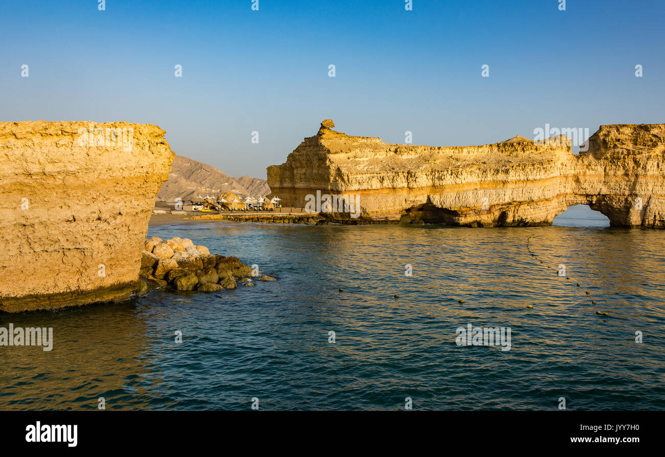 Arch Rock - Qantab Beach, Muscat, Oman Stock Photo