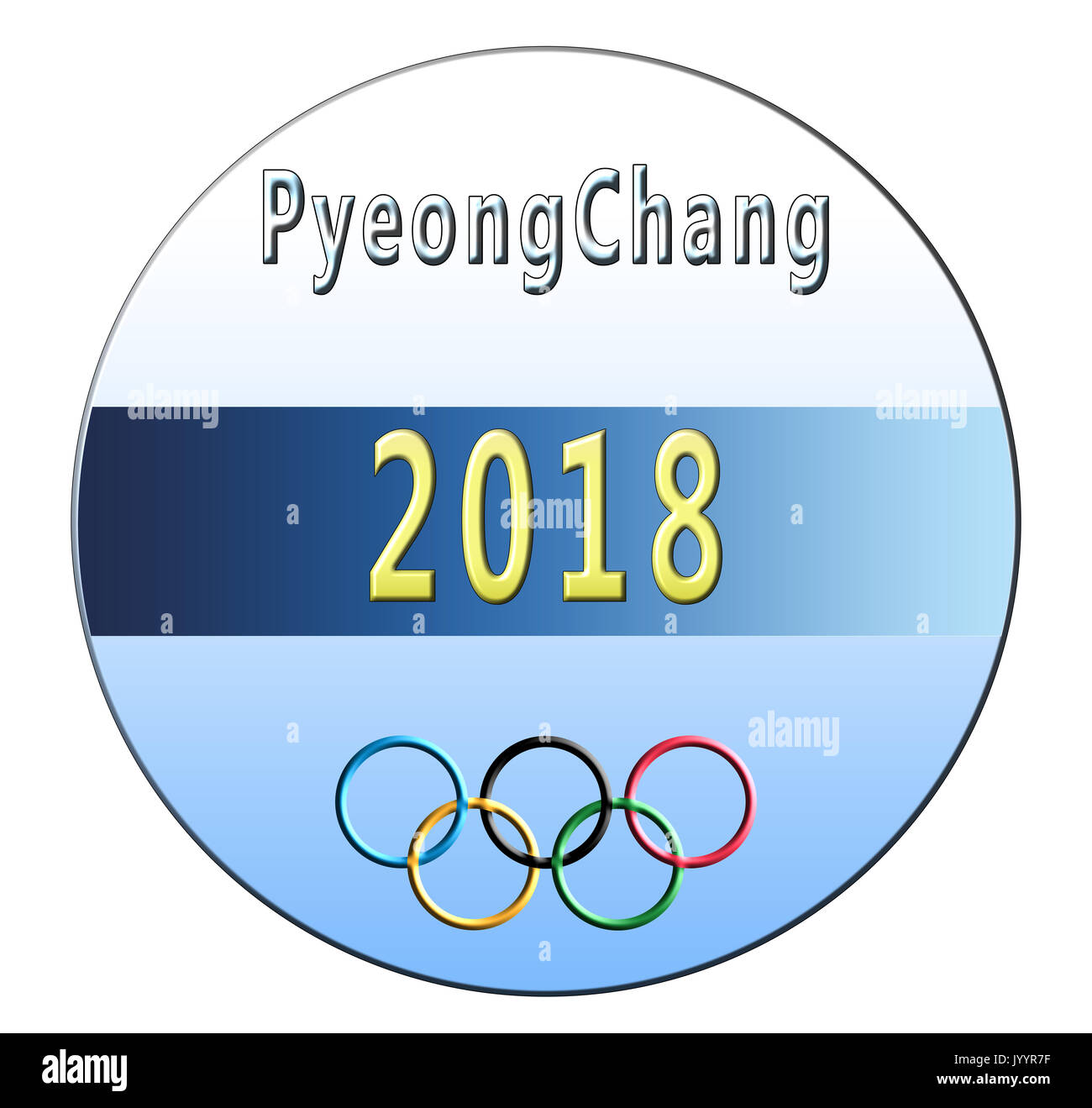 Olympic winter games 2018 South Korea PyeongChang button logo Stock Photo