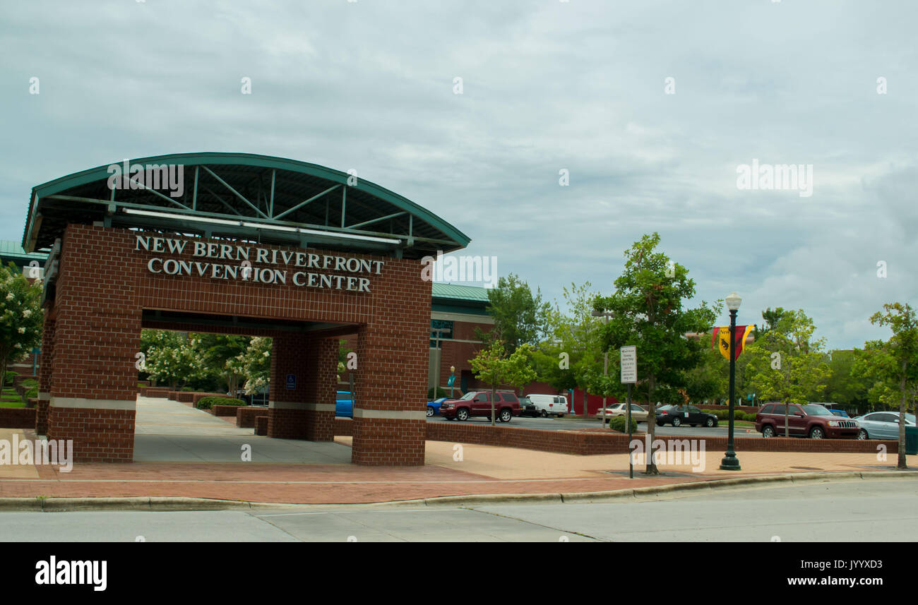Historic Downtown New Bern North Carolina is surrounded by water, boats, yachts, Neuse River