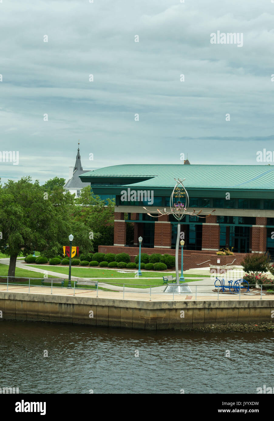 Historic Downtown New Bern North Carolina is surrounded by water, boats