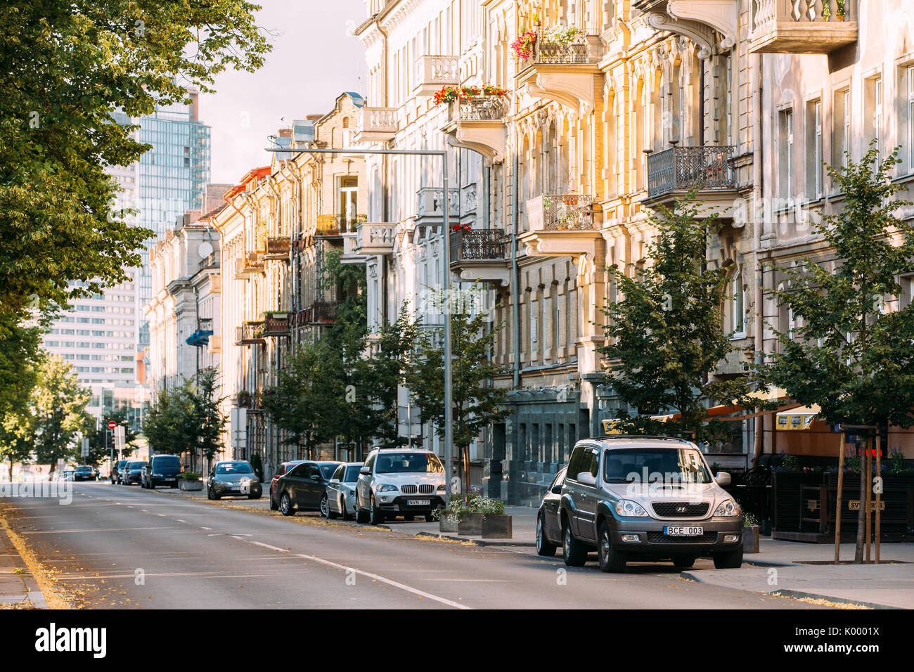 Vilnius, Lithuania, Eastern Europe July 7, 2016 Cars Parking In