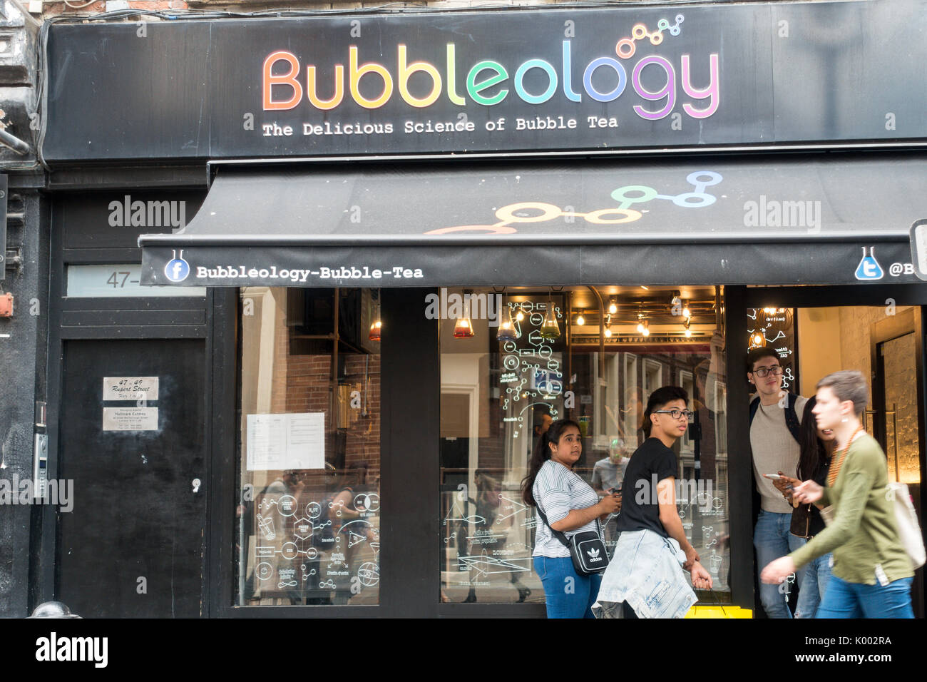 Bubbleology lab style soft drinks cafe 49 Rupert St, Soho, London W1D 7PF, UK Stock Photo Alamy