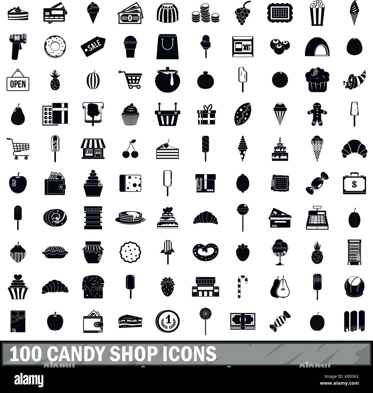 100 candy shop icons set, simple style Stock Vector Image & Art - Alamy