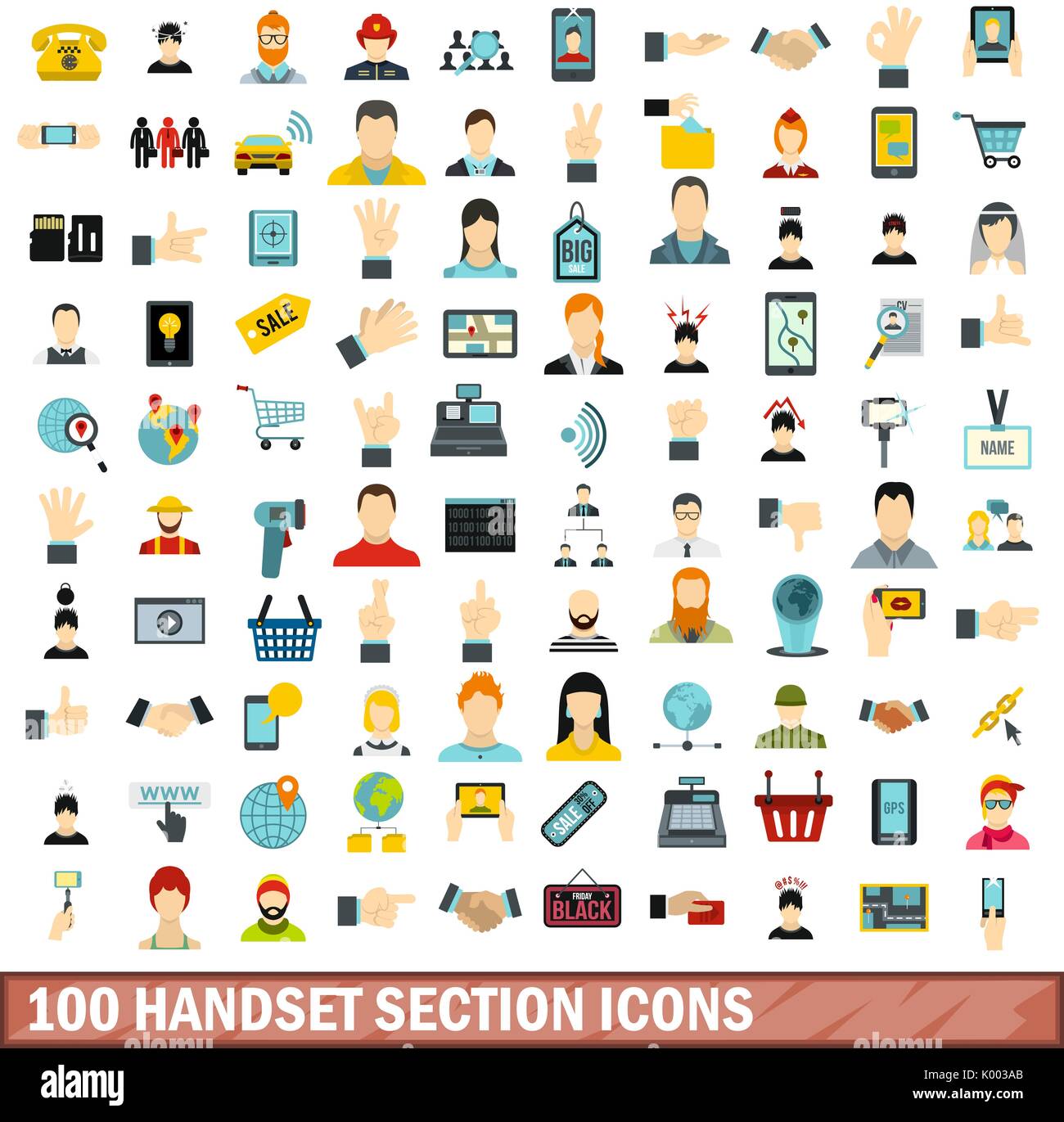 100 handset section icons set, flat style Stock Vector Image & Art - Alamy