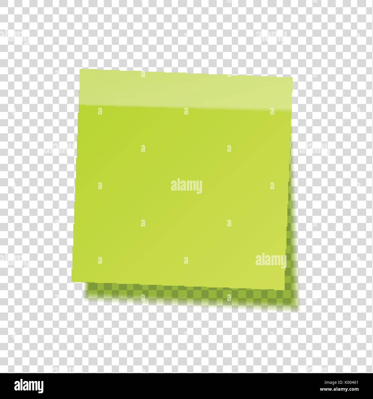 Sticky note with shadow isolated on transparent background. Green paper