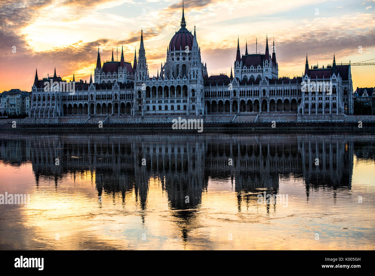 The Hungarian Parliament Building, Parliament of Budapest located in the city the seat of the National Assembly of Hungary Országház  Gothic Revival. Stock Photo