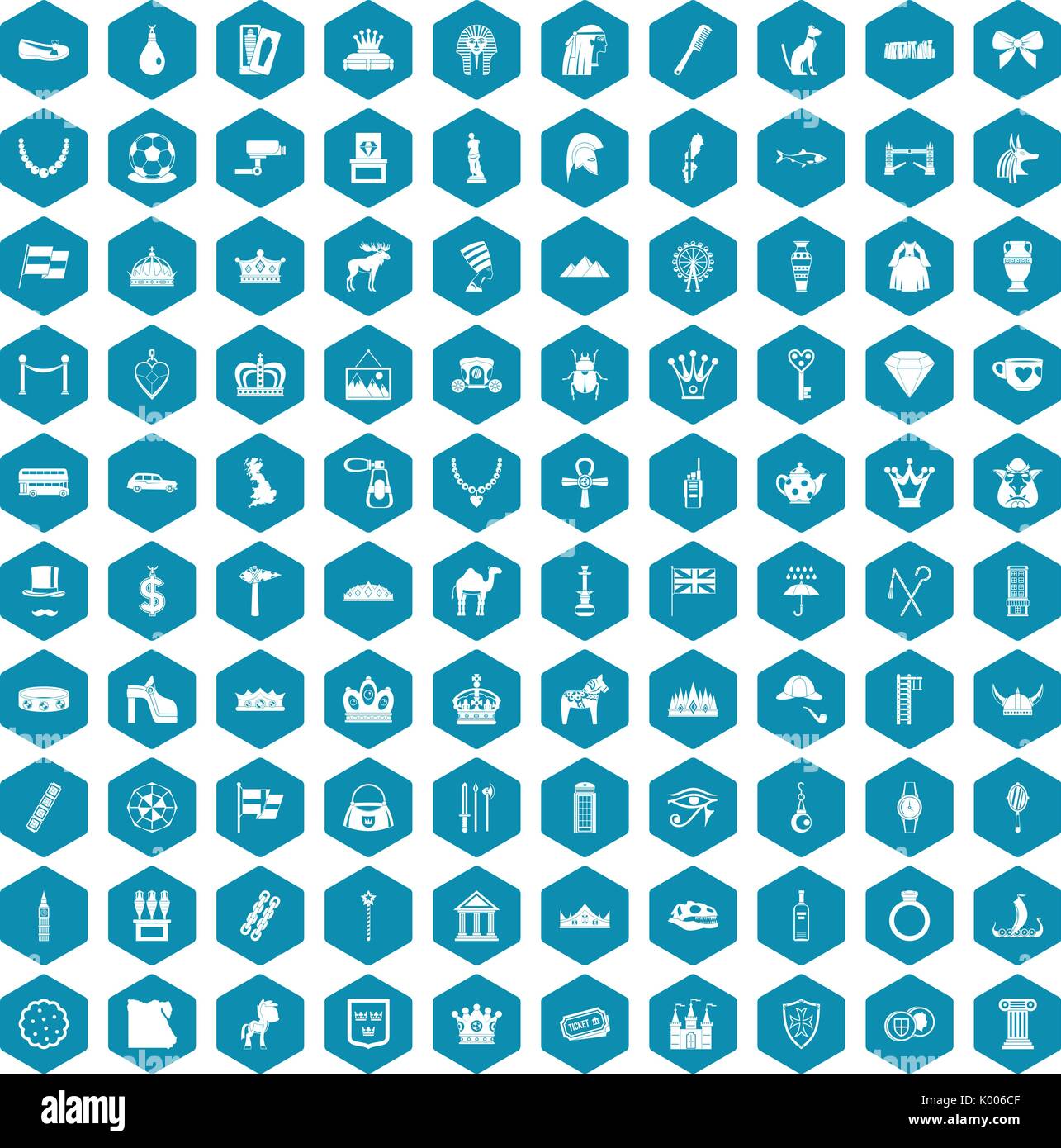 100 crown icons sapphirine violet Stock Vector