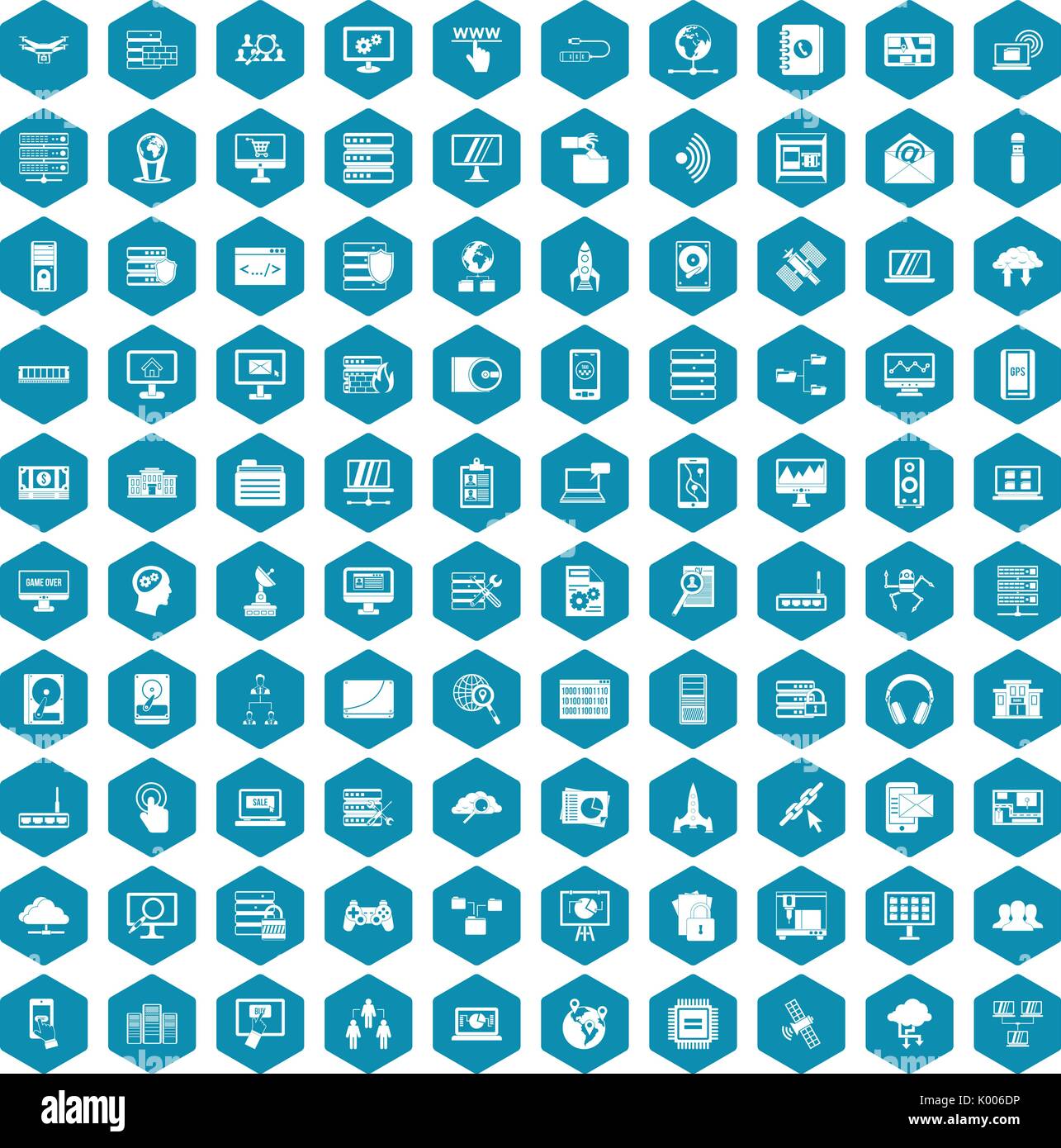 100 database and cloud icons sapphirine violet Stock Vector
