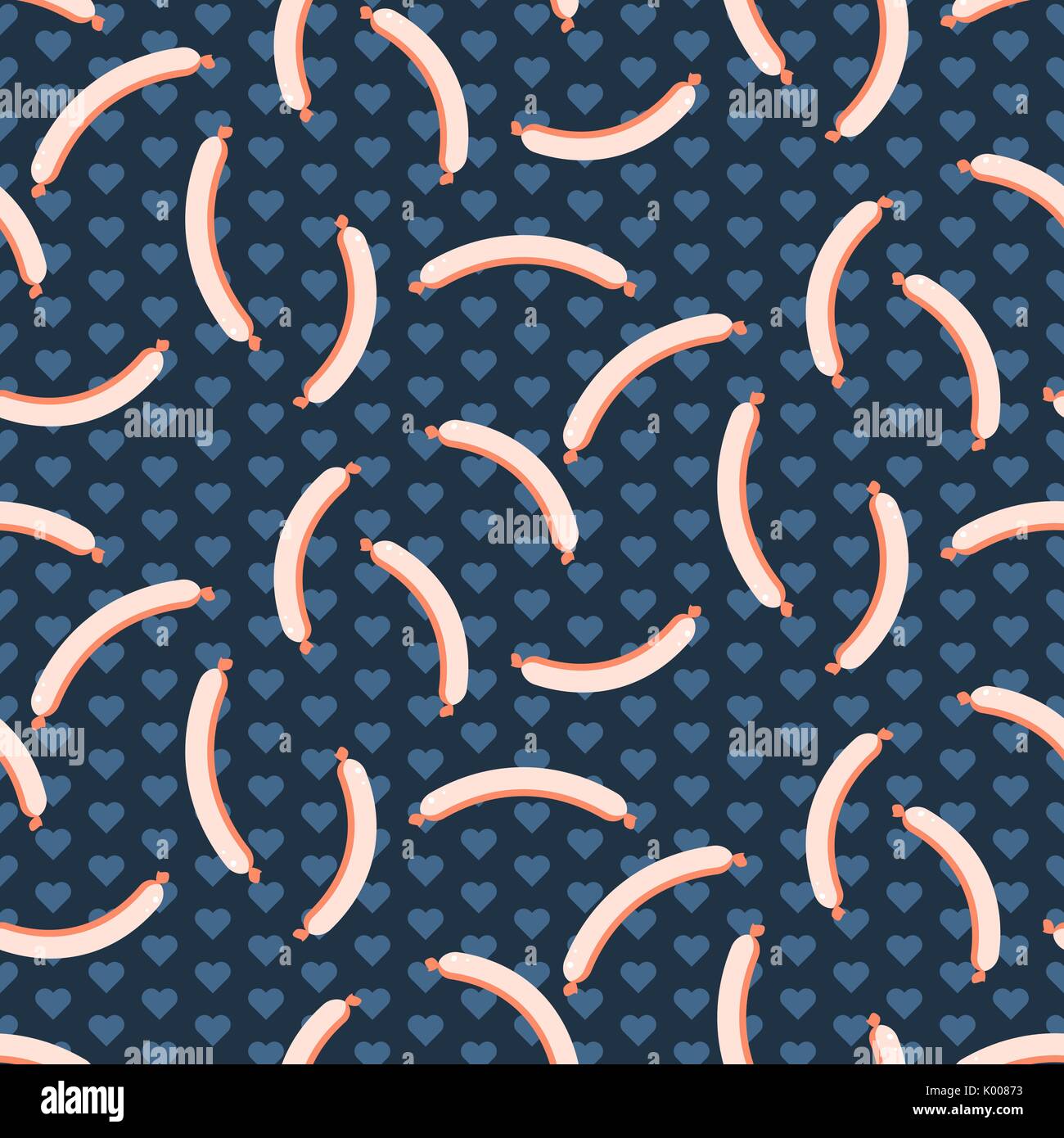 Cute sausages seamless vector pattern. Stock Vector