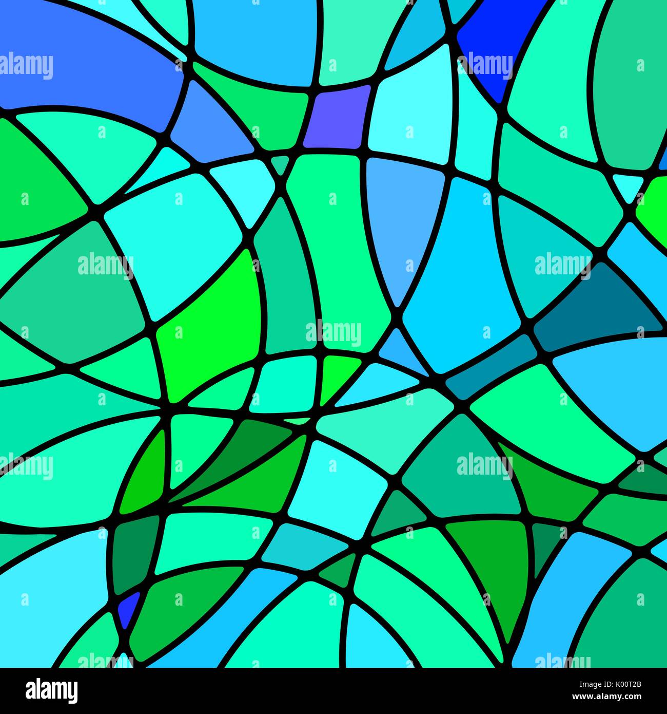 abstract vector stained-glass mosaic background - green and blue Stock ...