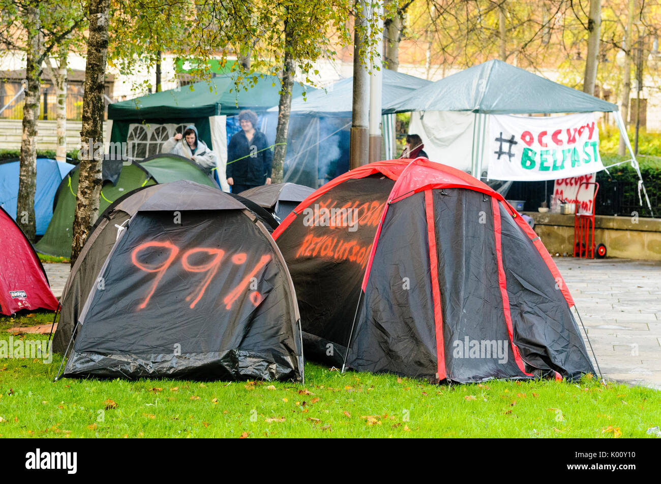 Tents at Occupy Belfast Stock Photo Alamy