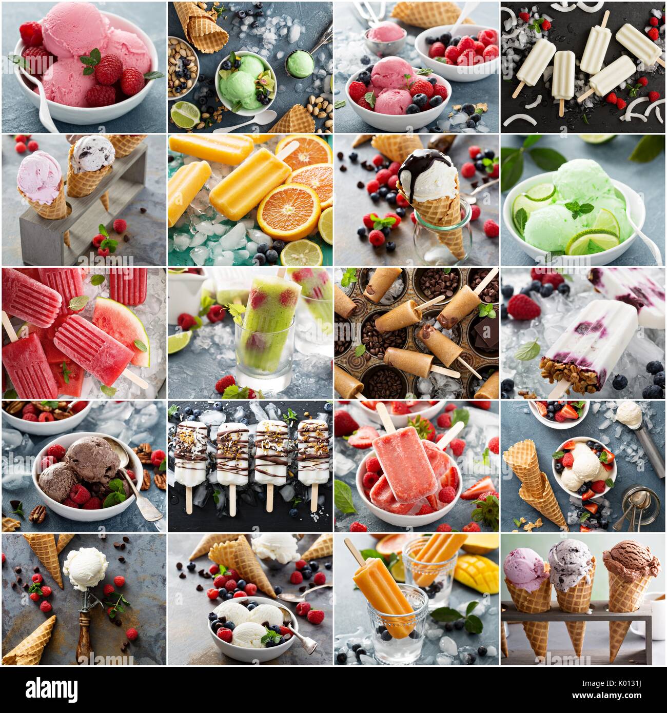 Variety of ice cream collage Stock Photo Alamy