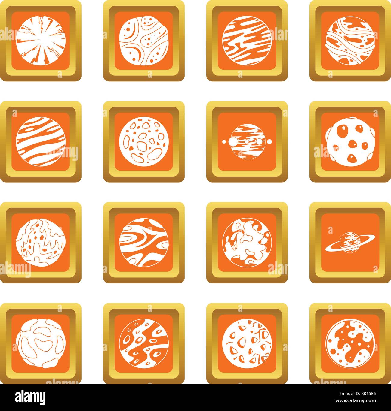 Fantastic planets icons set orange Stock Vector Image & Art - Alamy