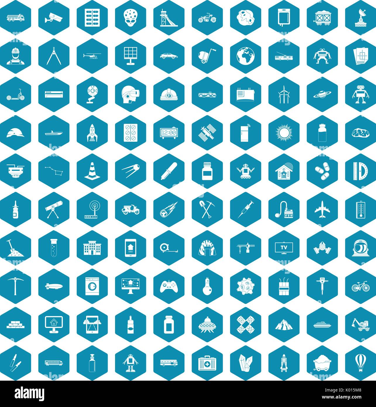 100 development icons sapphirine violet Stock Vector