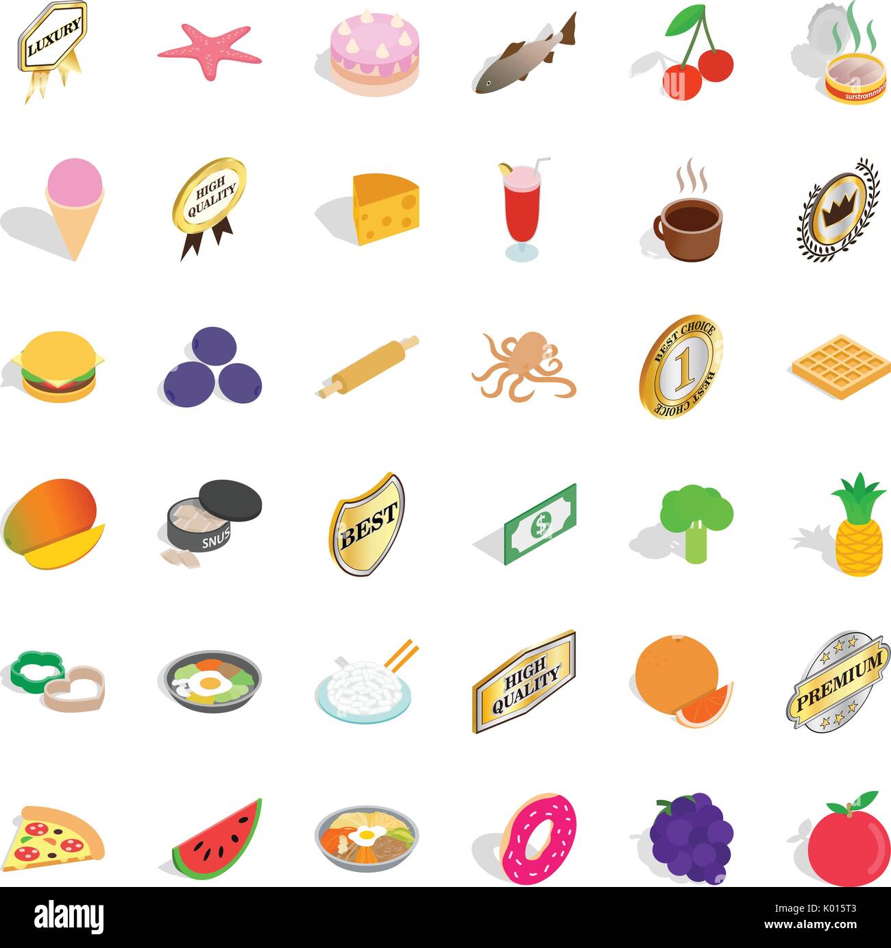 Good dish icons set, isometric style Stock Vector