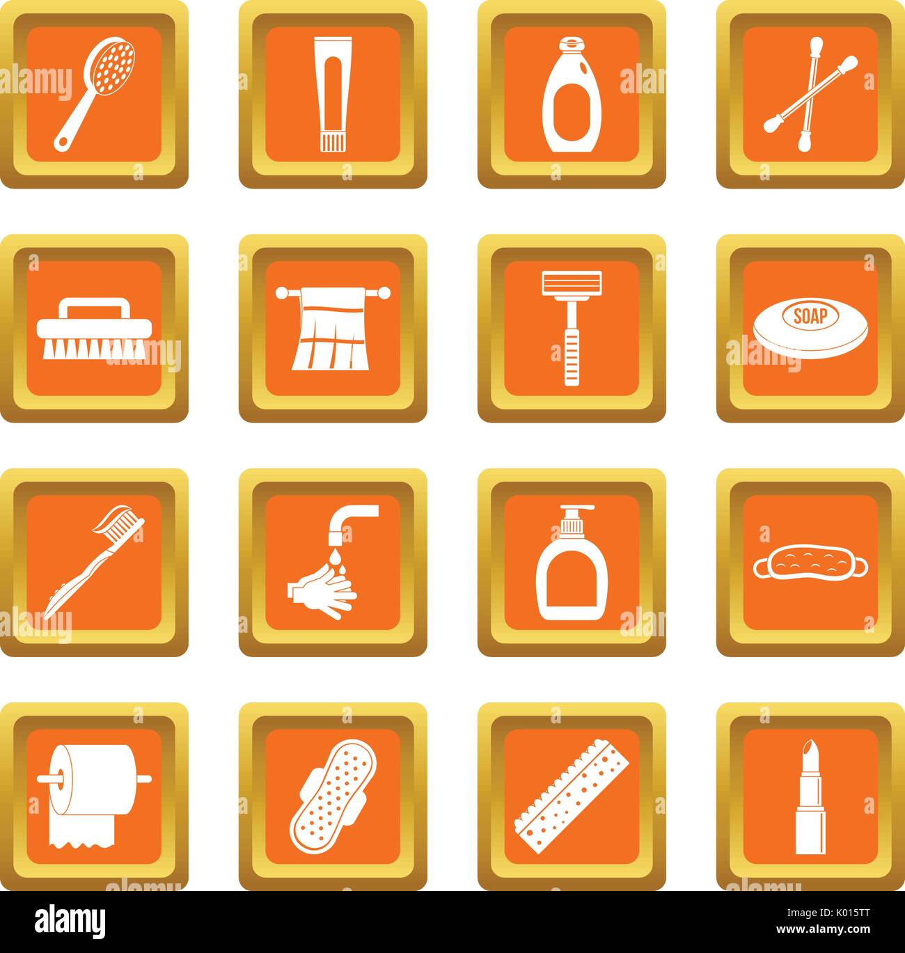 Hygiene tools icons set orange Stock Vector Image & Art - Alamy