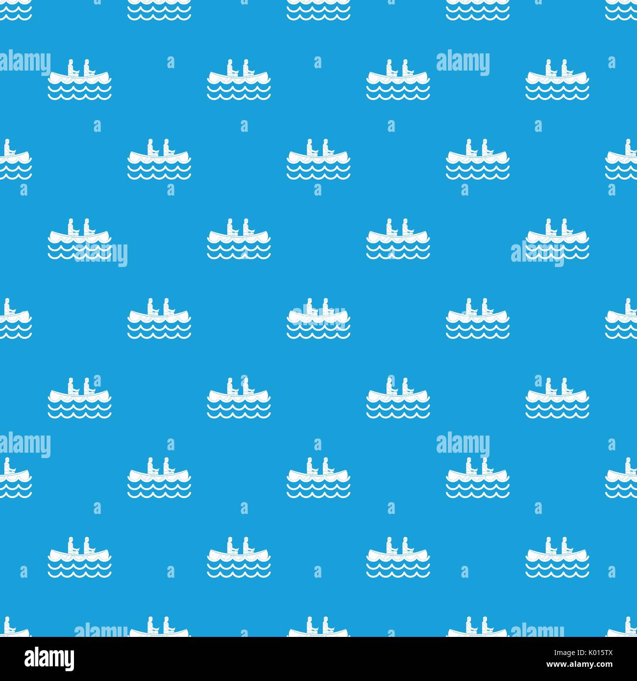 Canoeing pattern seamless blue Stock Vector