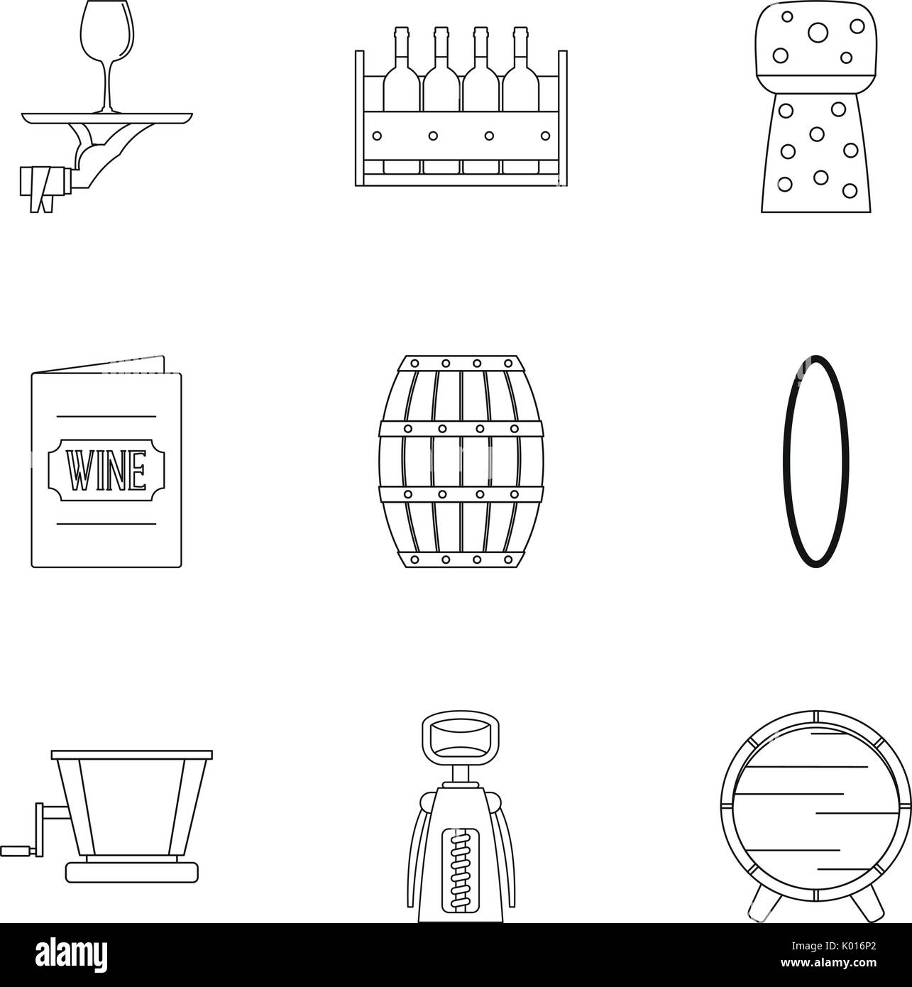 Wine icon set, outline style Stock Vector Image & Art - Alamy