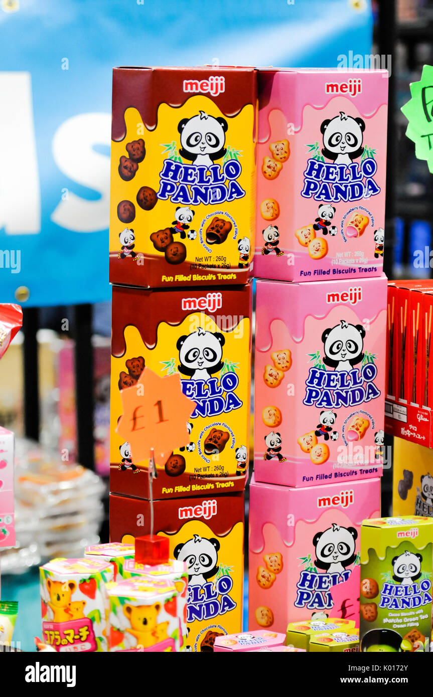 Meiji 'Hello Panda' Japanese biscuit snacks imported into the UK. Stock Photo