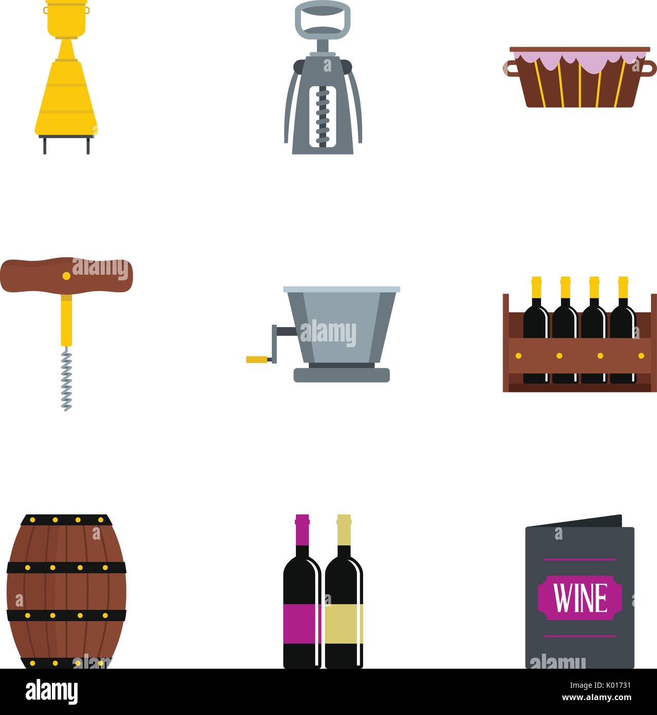 Wine icon set, flat style Stock Vector Image & Art - Alamy