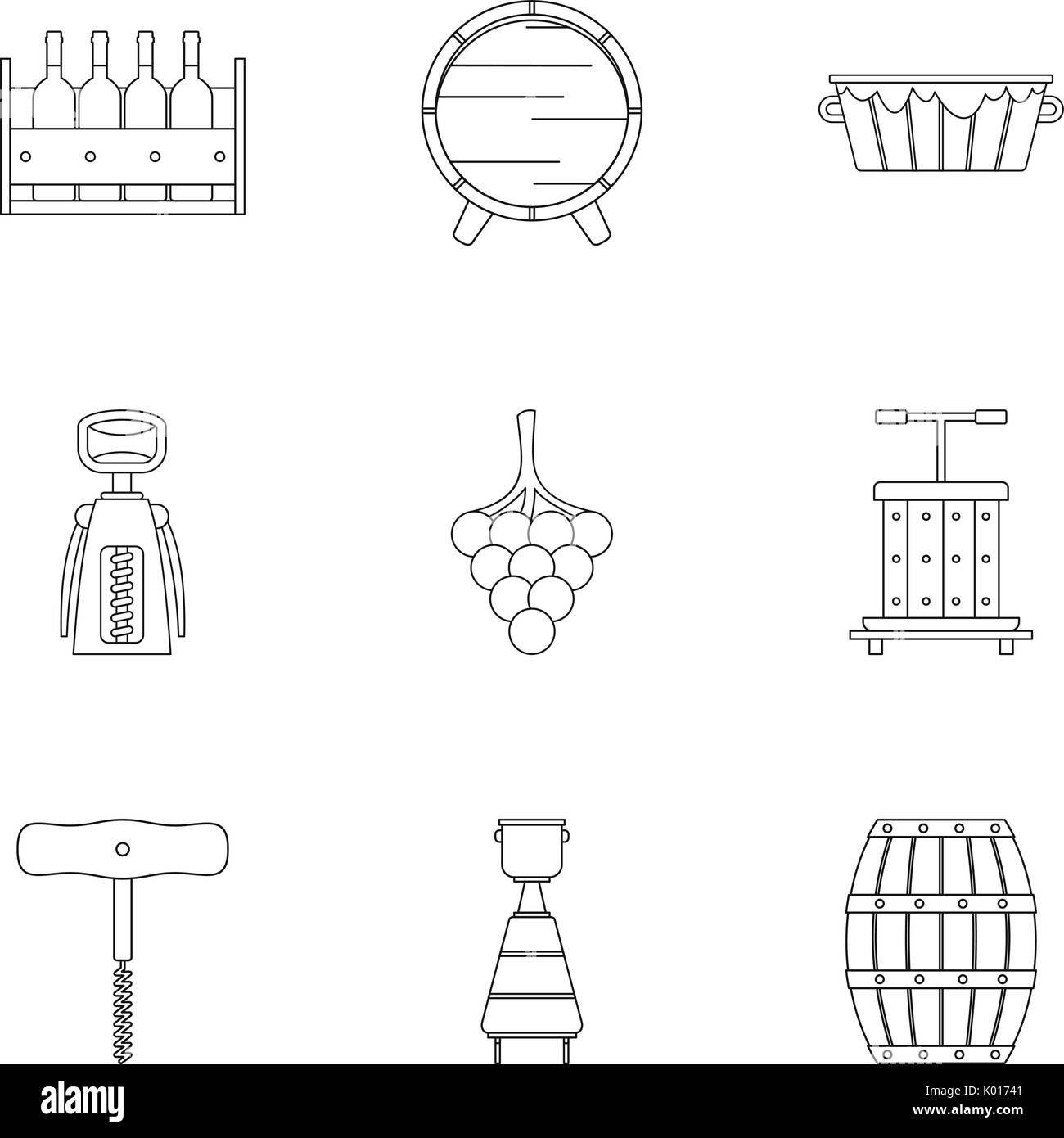Wine icon set, outline style Stock Vector Image & Art - Alamy