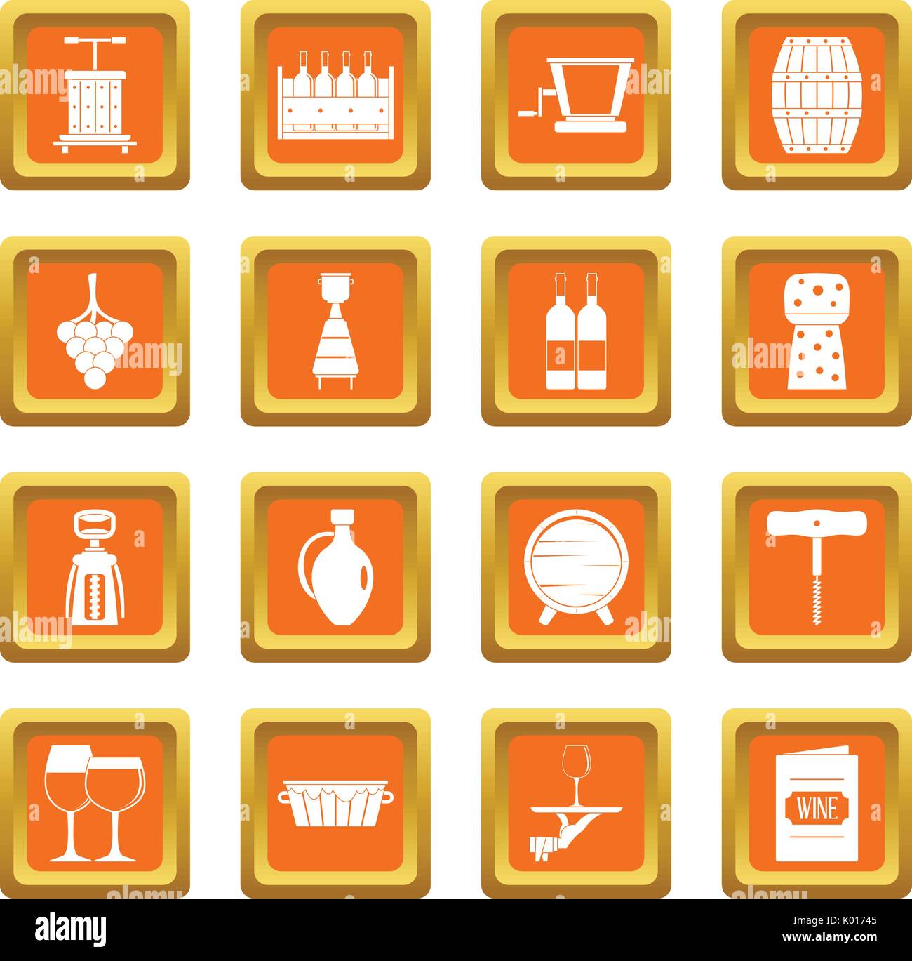 Wine icons set orange Stock Vector Image & Art - Alamy