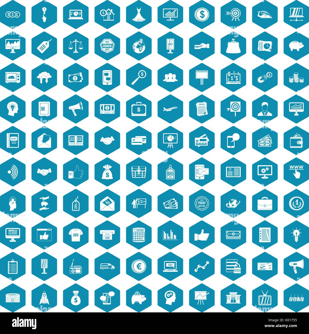 100 e-commerce icons sapphirine violet Stock Vector