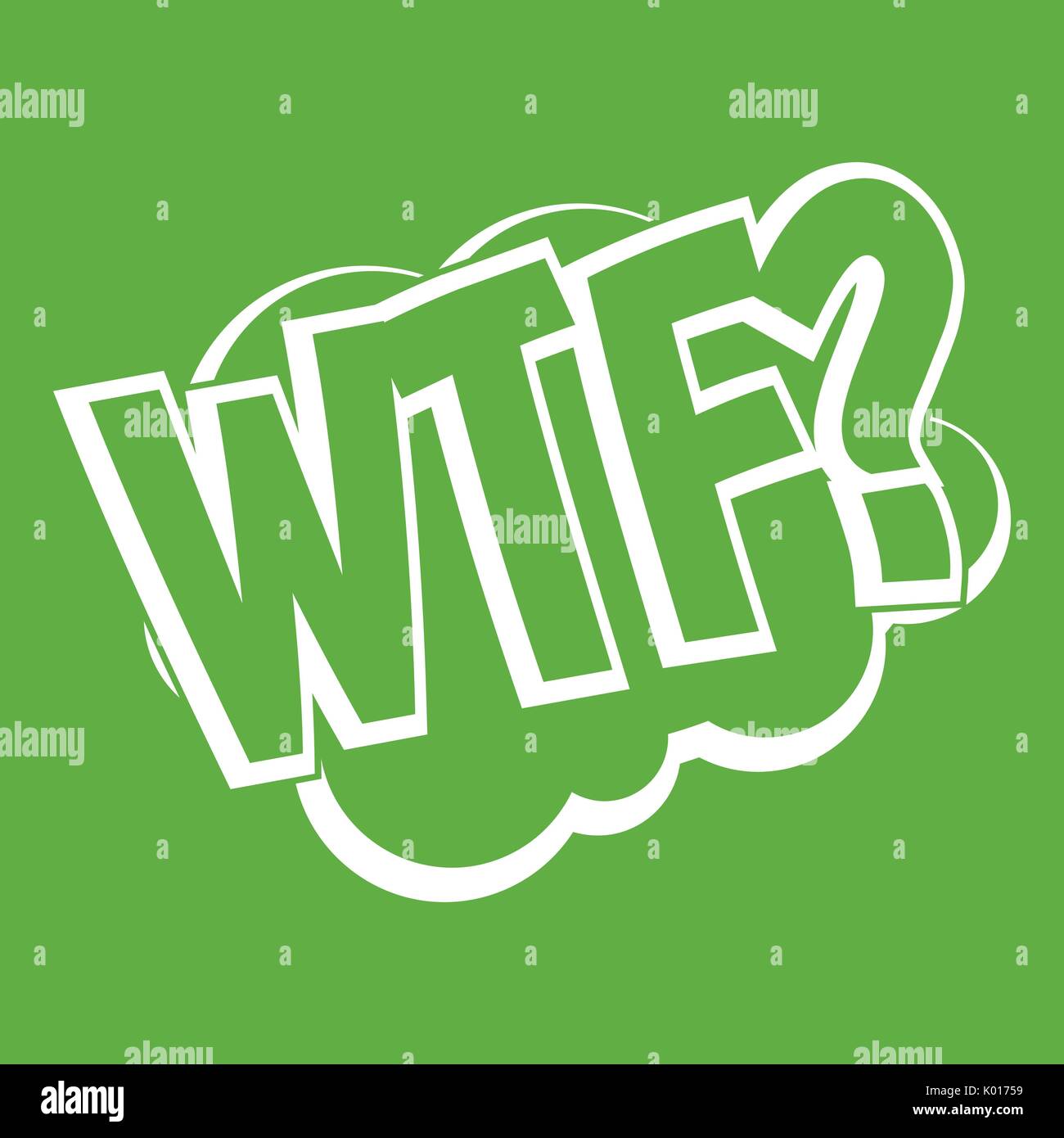 WTF, comic book bubble text icon green Stock Vector