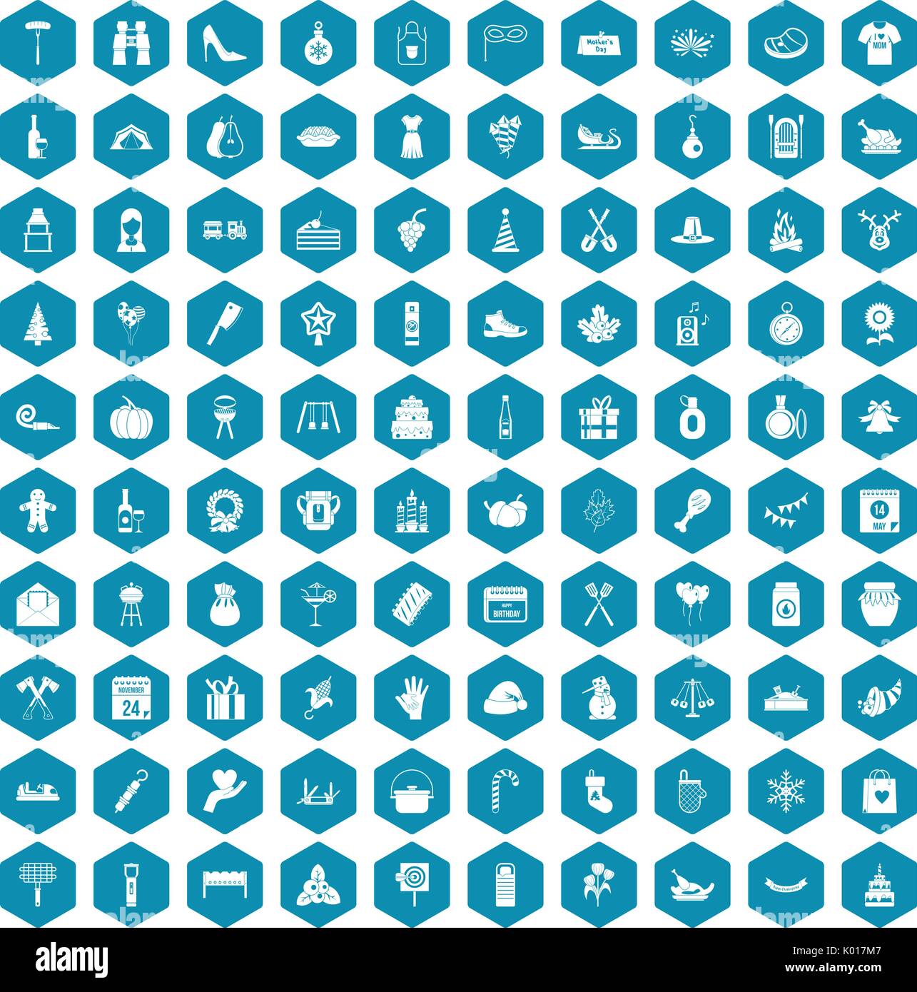 100 family tradition icons sapphirine violet Stock Vector
