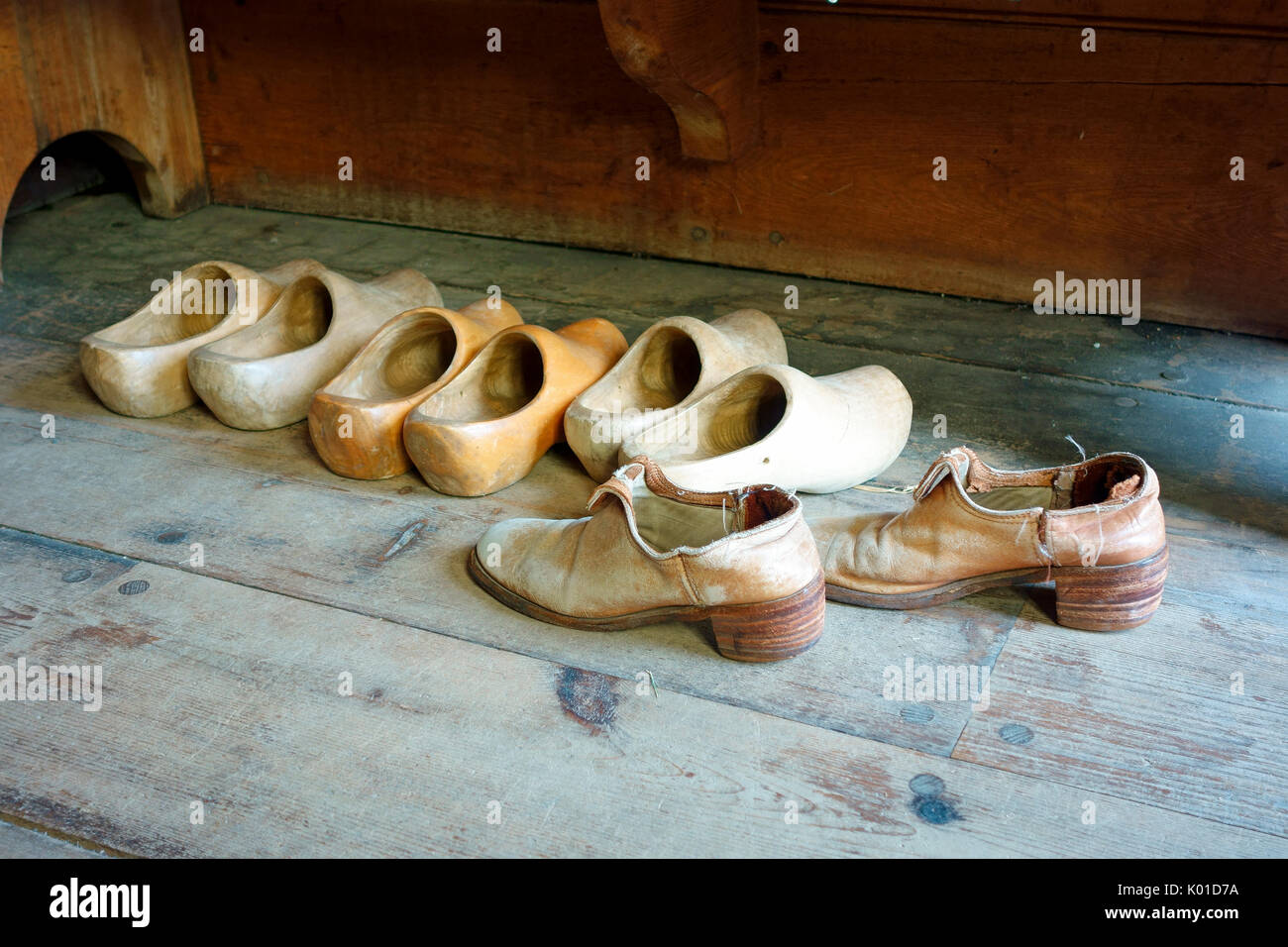 Wooden shoes worn by the French in the 1500s and 1600s Stock Photo