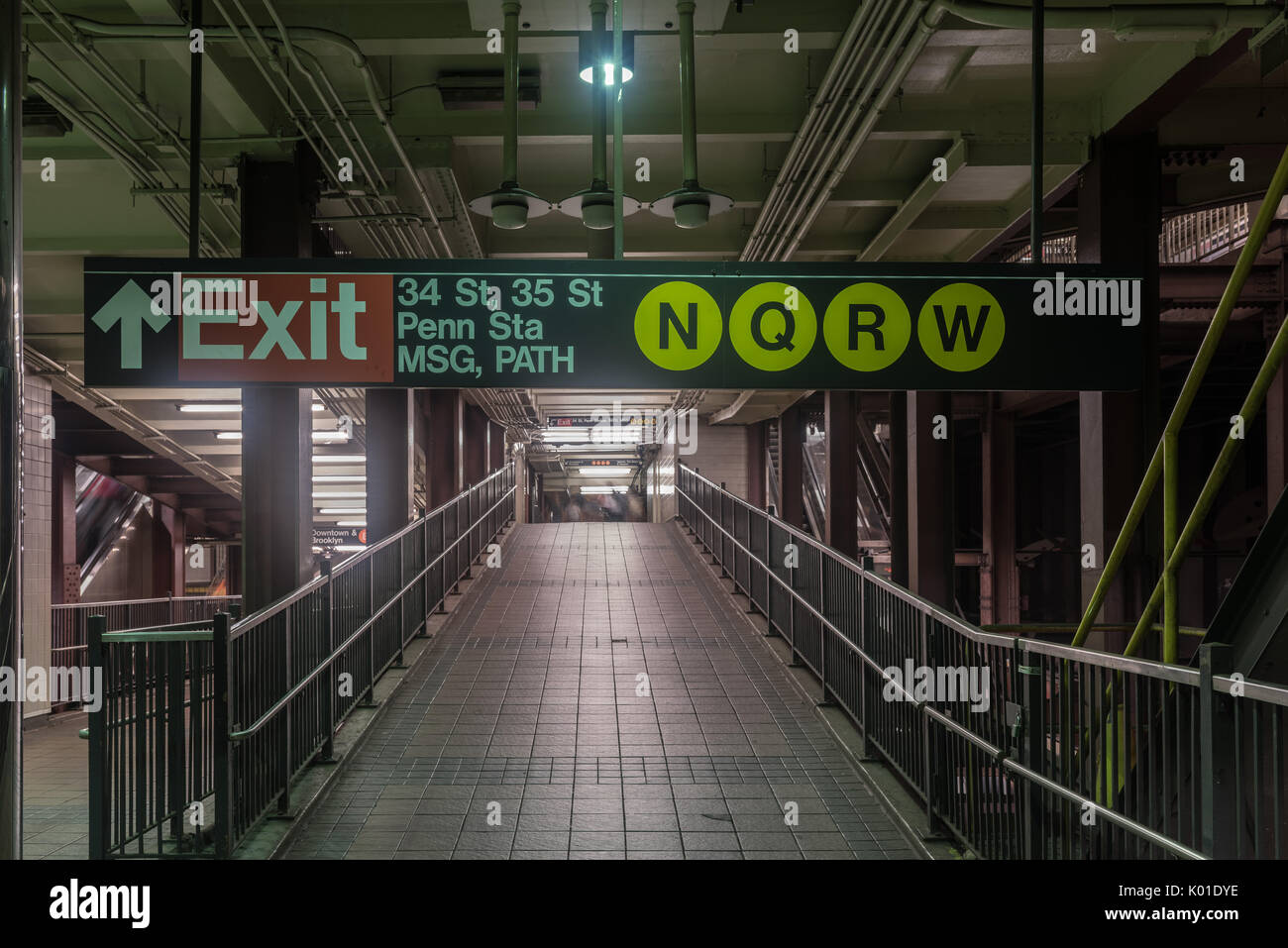 New York City August 8, 2017 Tunnel in the 34th Street Subway