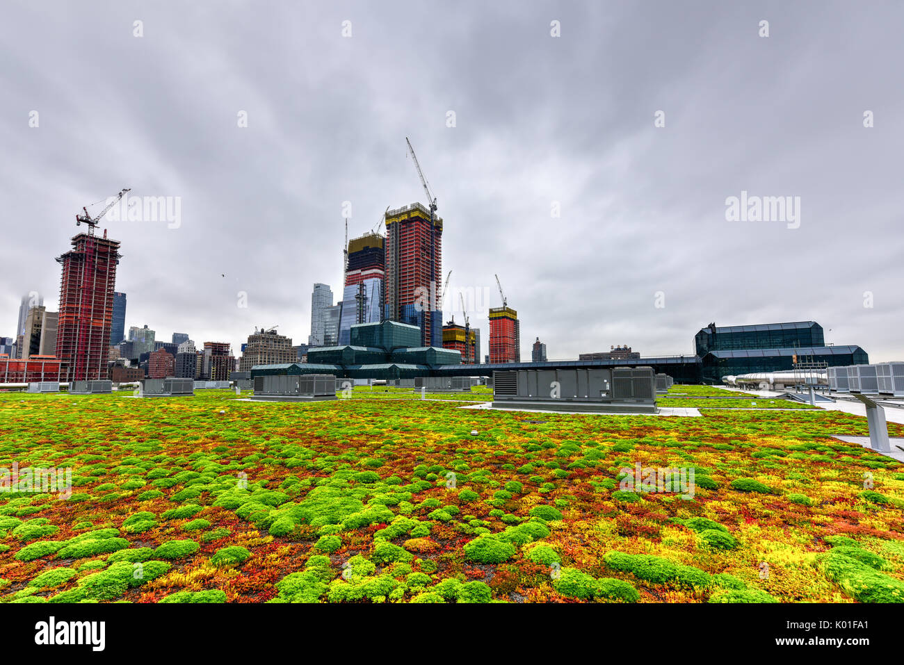 New York City - June 16, 2017: Greenroof on Jacob K. Javits Convention Center in New York City. Stock Photo