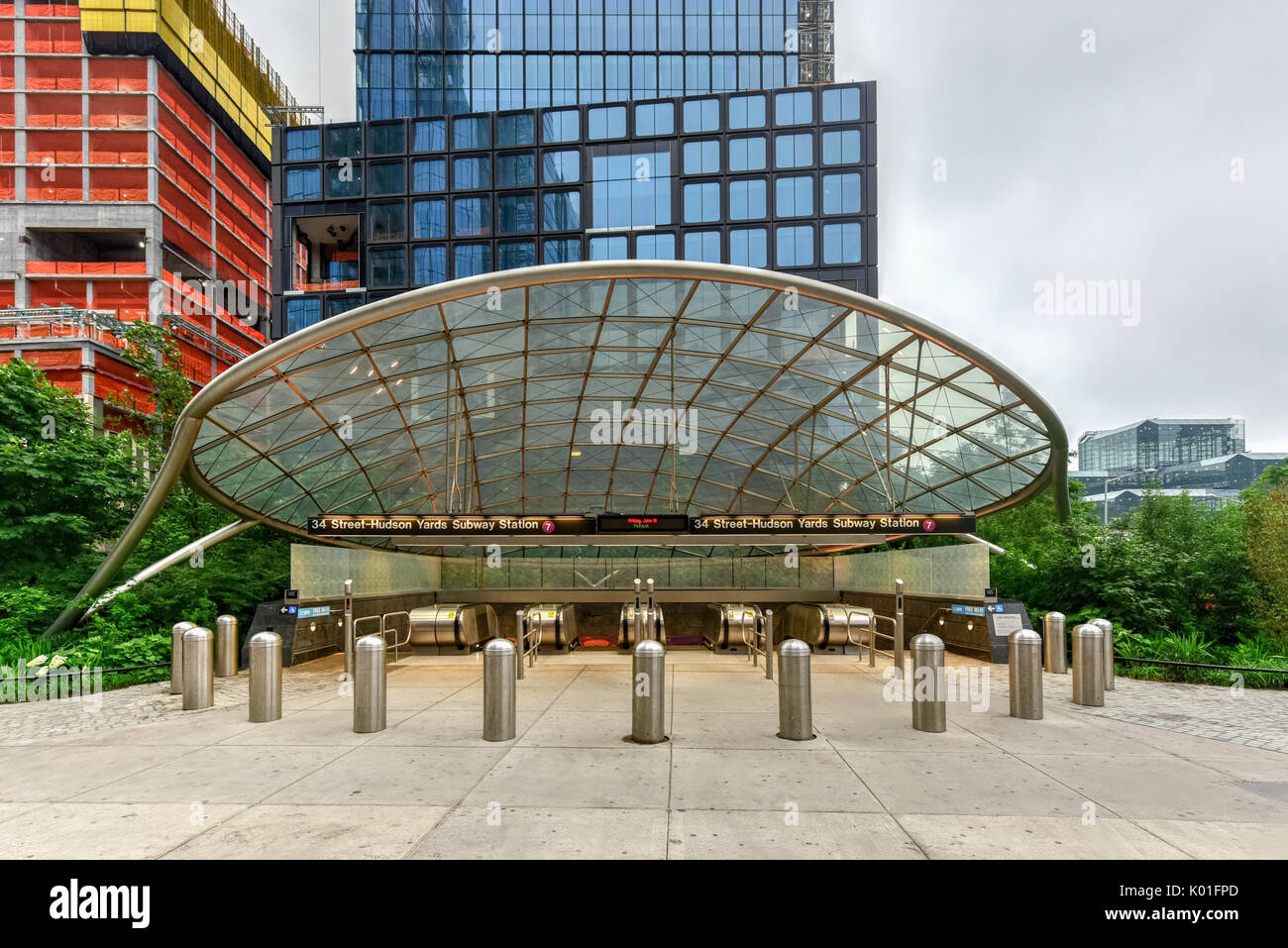 34th Street - Hudson Yards 7 train subway station which opened in September, 2015 in New York City. Stock Photo