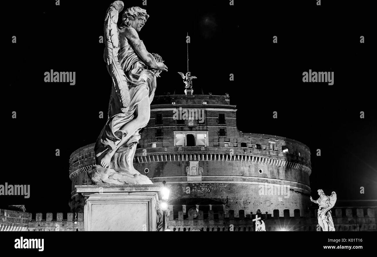 Rome Over Castel Sant Angelo Black And White Stock Photos & Images - Alamy