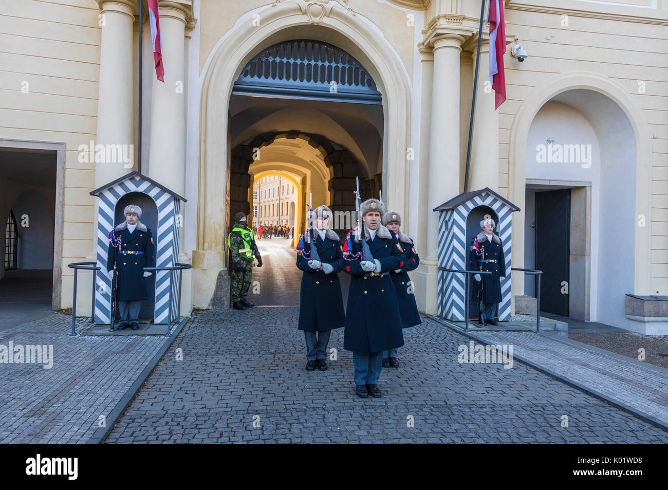 The Changing of the Guard at the castle of Prague Czech Republic Europe Stock Photo