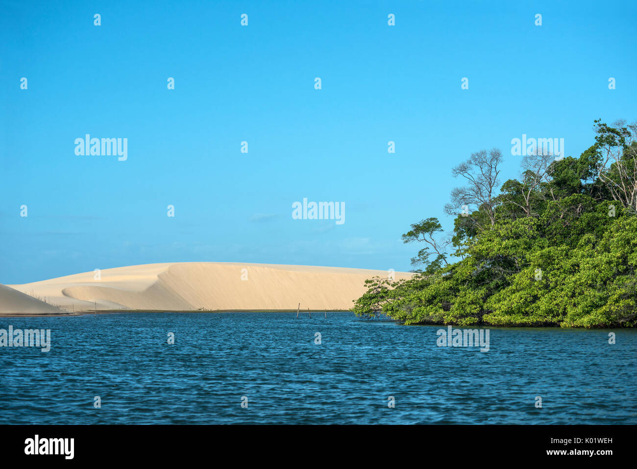 Parnaiba River (Portuguese: Rio Parnaiba), the longest river entirely located within Brazil's Northeast Region Stock Photo