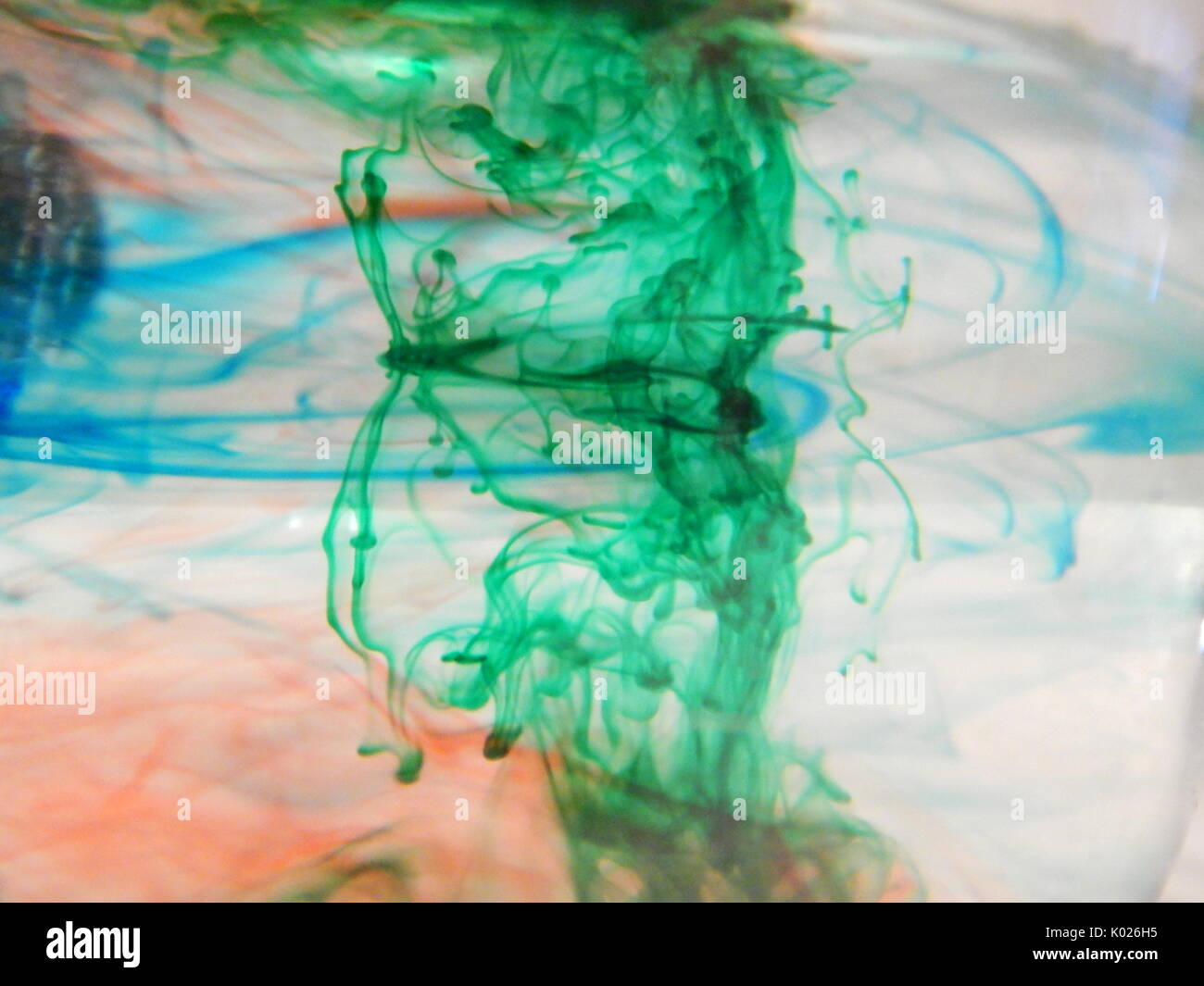 Food Coloring water experiment Stock Photo
