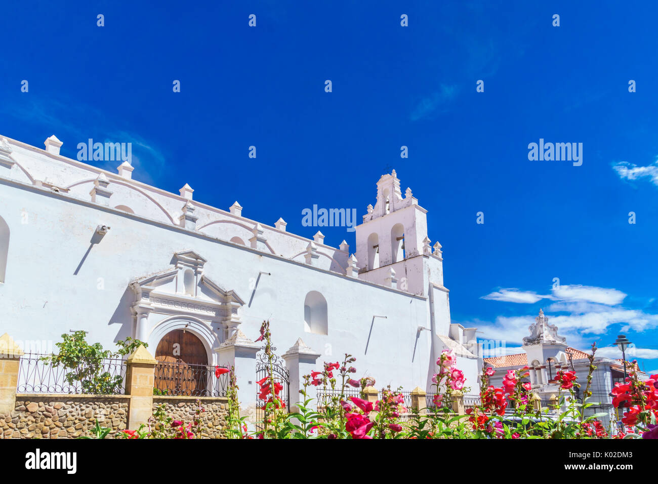 View on colonial Santa Teresa church in Sucre - Bolivia Stock Photo