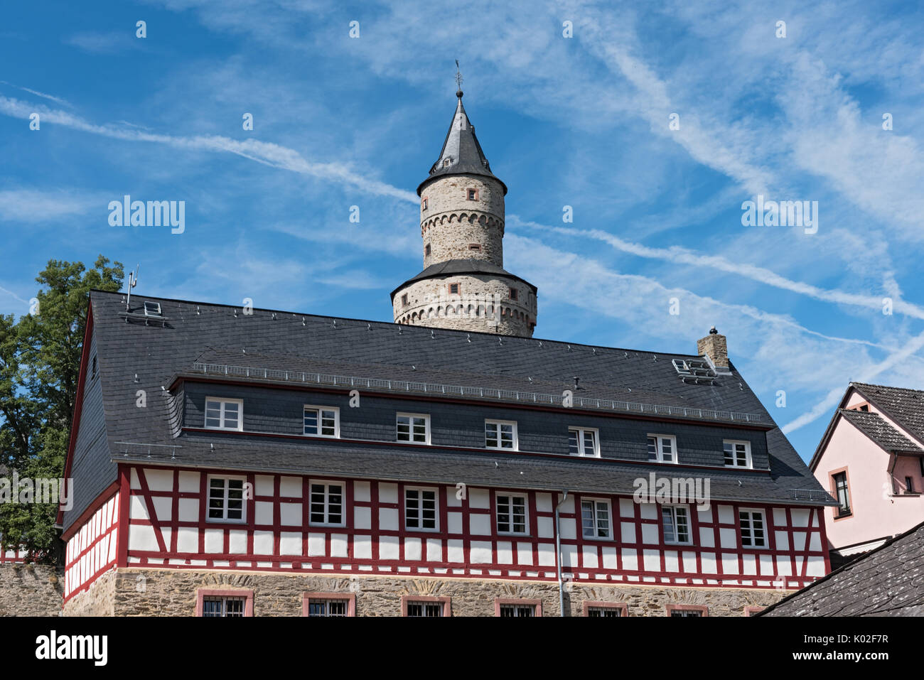 The Renaissance castle Idstein with a witch tower Stock Photo